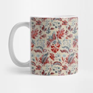 Vintage floral ikat red gray Mug